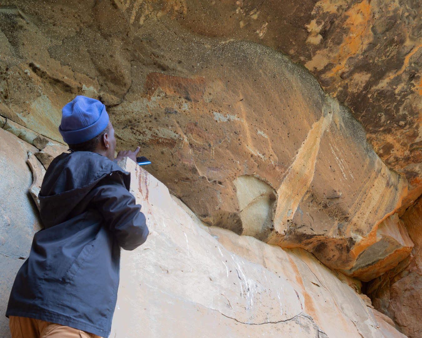 Rock paintings on a surface  2-3 m above ground