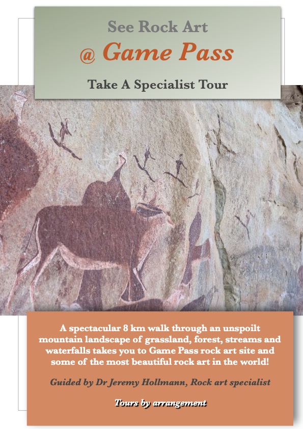 I take specialist tours to Game Pass rock art site in the Kamberg Nature Reserve in the KwaZulu-Natal Midlands. Contact me on Whatsapp 074 129 8511 to arrange a tour!